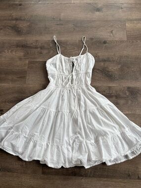 White Flowy Mini Dress For Vacation
